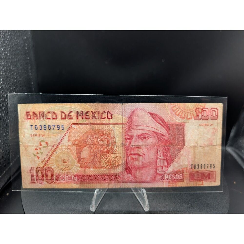 1985 Mexico 100 Pesos Plumed King Banknote Serial T6398795 Serie W